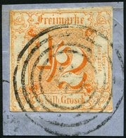 THURN Und TAXIS 28 BrfStk, 1862, 1/2 Sgr. Orange, Nummernstempel 20 (FRIELENDORF), Allseits Voll-breitrandig, Kabinettbr - Otros & Sin Clasificación