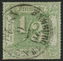 THURN Und TAXIS 46 O, 1867, 1/3 Sgr. Dunkelgelblichgrün, K1 HAMBURG TuT, Kleine Rückseitige Aufrauhung, Feinst, Mi. 750. - Otros & Sin Clasificación