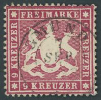 WÜRTTEMBERG 19xa O, 1860, 9 Kr. Karmin, Dickes Papier, K2 GMÜND, Pracht, Mi. 150.- - Other & Unclassified
