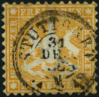 WÜRTTEMBERG 29 O, 1864, 18 Kr. Orangegelb, Repariert Wie Pracht, Mi. (500.-) - Other & Unclassified