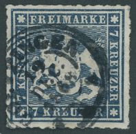 WÜRTTEMBERG 35a O, 1868, 7 Kr. Blau, Pracht, Mi. 160.- - Autres & Non Classés