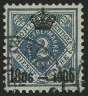 WÜRTTEMBERG 107 O, 1906, 2 Pf. Grautürkis, üblich Gezähnt Pracht, Gepr. Winkler (voll Signiert), Mi. 100.- - Autres & Non Classés