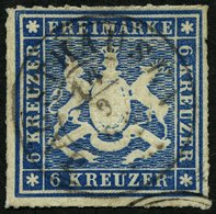 WÜRTTEMBERG 32a O, JAGSTHAUSEN, K3 Auf 6 Kr. Blau, Pracht, Gepr. Engel - Otros & Sin Clasificación