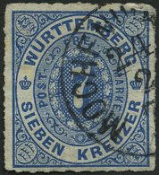 WÜRTTEMBERG 39a O, MOCHENWA(NGEN) Auf 7 Kr. Blau, Kleine Mängel, R! - Autres & Non Classés