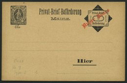 MAINZ C P BRIEF, 1887, 20 Pf. + 2 Pf. Schwarz Ganzsachenkarte Mit Aufdruck Außer Cours, Ungebraucht, Rückseitig Beschrie - Posta Privata & Locale