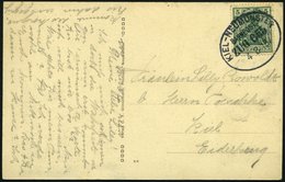 BAHNPOST Kiel-Neumünster (Zug 655), 1913, Ansichtskarte Gruß Aus Einfeld, Pracht - Maschinenstempel (EMA)