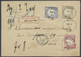 Dt. Reich 6,19,20 BRIEF, 1874, Mischfrankatur: 5 Gr. Kleiner Brustschild Mit 1 Gr. (geteilt) Und 2 Gr. Großer Brustschil - Usados