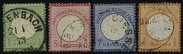 Dt. Reich 7,9/10,14 O, 1872, 1, 3, 7 Kr. Und 1/2 Gr. Kleine Brustschilde, 4 Prachtwerte, Mi. 275.- - Usados