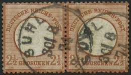 Dt. Reich 21a Paar O, 1872, 21/2 Gr. Rötlichbraun Im Waagerechten Paar, K1 SUHL, üblich Gezähnt Pracht, Mi. 240.- - Used Stamps