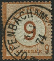 Dt. Reich 30 O, 1874, 9 Auf 9 Kr. Braunorange, K1 OFFENBACH, Normale Zähnung, Pracht, Mi. 600.- - Usados