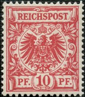 Dt. Reich 47b **, 1890, 10 Pf. Braunrosa, Postfrisch, Pracht, Kurzbefund Wiegand, Mi.120.- - Gebruikt