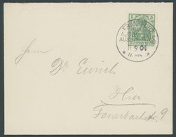 Dt. Reich 70 BRIEF, 11.9.1904, K1 AUTOMOBIL-AUSSTELLUNG, Unbekannte Spätverwendung Auf Ortsbrief Mit 5 Pf. Germania, Pra - Used Stamps