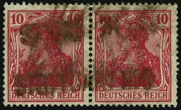 Dt. Reich 86IId Paar O, 1915, 10 Pf. Karmin Kriegsdruck Im Waagerechten Paar, Feinst, Gepr. Jäschke, Mi. 220.- - Gebruikt