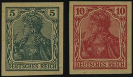 Dt. Reich 85/6IIV (*), 1915, 5 Und 10 Pf. Ungezähnt, Versuchsdrucke Auf Gelblichem Papier, Pracht, Mi. 300.- - Usados