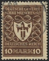 Dt. Reich 203b O, 1922, 10 M. Lilabraun Gewerbeschau, üblich Gezähnt Pracht, Gepr. Peschl, Mi. 120.- - Oblitérés