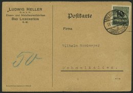 Dt. Reich 336B BRIEF, 28.11.1923, 10 Mrd. Auf 50 Mio.M. Schwärzlichopalgrün, Durchstochen, Einzelfrankatur Auf Postkarte - Used Stamps