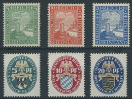 Dt. Reich 372-77 **, 1925, Rheinland Und Nothilfe, 2 Postfrische Prachtsätze, Mi. 105.- - Oblitérés