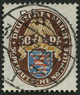 Dt. Reich 401X O, 1926, 50 Pf. Nothilfe, Wz. Stehend, Pracht, Mi. 130.- - Gebraucht