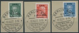 Dt. Reich 407-09 BrfStk, 1927, I.A.A. Mit Sonderstempel IAA Auf Briefstücken, Prachtsatz, Mi. 300.- - Oblitérés