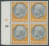 Dt. Reich 495 VB **, 1933, 100 Pf. Hindenburg, Wz. 2, Im Linken Randviererblock, Postfrisch, Pracht, Mi. (720.-) - Autres & Non Classés