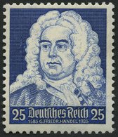 Dt. Reich 575I **, 1935, 25 Pf. Händel Mit Abart 1585 Statt 1685, Pracht, Mi. 70.- - Autres & Non Classés