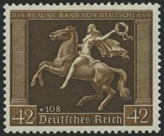 Dt. Reich 671y **, 1938, 42 Pf. Braunes Band, Waagerechte Gummiriffelung, Pracht, Mi. 150.- - Otros & Sin Clasificación