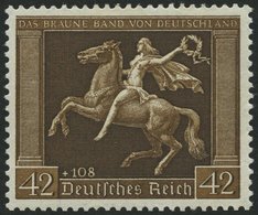 Dt. Reich 671y **, 1938, 42 Pf. Braunes Band, Waagerechte Gummiriffelung, Pracht, Mi. 150.- - Autres & Non Classés