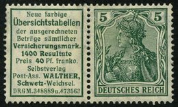 ZUSAMMENDRUCKE W 2.16 *, 1911, Übersichtstabellen + 5 Pf., Feinst, Mi. 780.- - Zusammendrucke