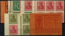 ZUSAMMENDRUCKE MH 15A **, 1921, Markenheftchen Germania/Ziffer, Heftklammer Fehlt, Sonst Vollständig Mit Allen Zwischenb - Se-Tenant
