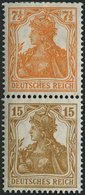 ZUSAMMENDRUCKE S 7aa *, 1916, Germania 71/2 + 15, Falzrest, Feinst (Eckbug), Mi. 300.- - Se-Tenant
