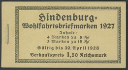 ZUSAMMENDRUCKE MH 24.1B **, 1927, Markenheftchen Hindenburgspende, Nicht Durchgezähnt, Feinst, Mi. 320.- - Se-Tenant