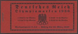 ZUSAMMENDRUCKE MH 42.1.2 **, 1936, Markenheftchen Olympische Spiele, Passerkreuz/-strich Oben + Unbedruckt, Pracht, Mi.  - Se-Tenant