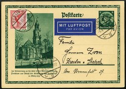 GANZSACHEN P 248 BRIEF, 1933, 6 Pf. Reichstag Mit 10 Pf. Zusatzfrankatur, Luftpostkarte Von BERLIN Nach Dresden, Pracht - Autres & Non Classés