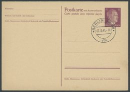 GANZSACHEN P 303 BRIEF, 1941, 15 Pf. Hitler, Frage- Und Antwortteil, Je Mit Ersttags-Sonderstempel Leer Gestempelt, Prac - Altri & Non Classificati