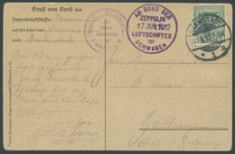 ZEPPELINPOST 2I BRIEF, 17.6.1912, Luftschiff Schwaben, Flugpost Rhein-Main Rundfahrt, Violetter Bordstempel Type I, Abwu - Zeppelins