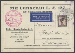 ZEPPELINPOST 23IA BRIEF, 1929, Orientfahrt, Auflieferung Friedrichshafen, Zeppelin-Werbekarte Der Firma Frohn, Frankiert - Zeppelins