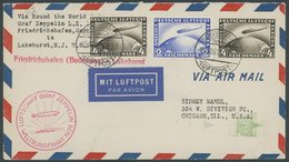 ZEPPELINPOST 30Ac BRIEF, 1929, Weltrundfahrt, Friedrichshafen - Lakehurst, Frankiert Mit Mi.Nr. 423 Und 2x 424, Prachtbr - Zeppelines