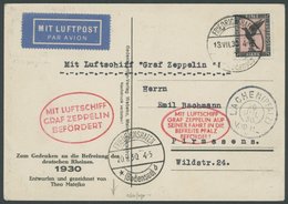 ZEPPELINPOST 75A BRIEF, 1930, Pfalzfahrt, Auflieferung Friedrichshafen, Postabgabe Lachen, Auf Ereigniskarte Zur Rheinla - Zeppelins