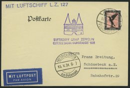 ZEPPELINPOST 108Bg BRIEF, 1931, Ostseejahr-Rundfahrt, Lübeck-Fr`hafen, Frankiert Mit Mi.Nr. 382, Prachtkarte - Zeppelin