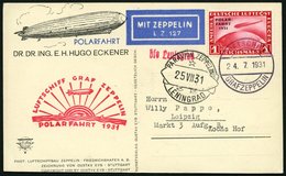 ZEPPELINPOST 119B BRIEF, 1931, Polarfahrt, Bordpost Bis Leningrad, Prachtkarte - Zeppelines