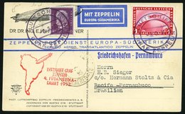 ZEPPELINPOST 157Ab BRIEF, 1932, 4. Südamerikafahrt, Bordpost Hinfahrt, Prachtkarte - Zeppelines