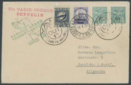 ZEPPELINPOST 190 BRIEF, 1932, 8. Südamerikafahrt, Brasil-Post, VARIG-Zubringerbrief, Frankiert Mit Varig 500 Rs. Von SAN - Zeppelins