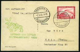 ZEPPELINPOST 201Aa BRIEF, 1933, Deutschlandfahrt, Auflieferung Fr`hafen, Abwurf Dresden, Prachtkarte - Zeppelines