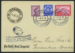 ZEPPELINPOST 229Ab BRIEF, 1933, 6. Südamerikafahrt, Bordpost Hinfahrt, Prachtkarte - Zeppelins