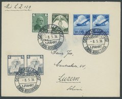 ZEPPELINPOST 407A BRIEF, 1936, 1. Nordamerikafahrt, U.a. Frankiert Mit 2x Mi.Nr. 603 Im Paar, Schwarzer Bordpoststempel  - Zeppelins