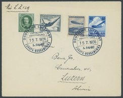 ZEPPELINPOST 423A BRIEF, 1936, 5. Nordamerikafahrt, Bordpost, Frankiert U.a. Mit Mi.Nr. 625, Prachtbrief - Zeppelins