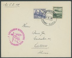 ZEPPELINPOST 427Aa BRIEF, 1936, Olympiafahrt, Bordpost, Frankiert U.a. Mit Mi.Nr. 631, Prachtbrief - Zeppelines