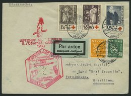 ZULEITUNGSPOST 226B BRIEF, Finnland: 1933, 6. Südamerikafahrt, Anschlussflug Ab Berlin, Drucksache, Prachtbrief - Zeppelines