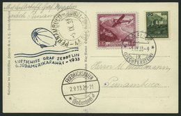ZULEITUNGSPOST 229 BRIEF, Liechtenstein: 1933, 6. Südamerikafahrt, Prachtkarte Mit Guter Frankatur - Zeppelins
