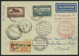 ZULEITUNGSPOST 265 BRIEF, Marokko Französisches Protektorat: 1934, 5. Südamerikafahrt, Einschreibbrief Aus CASABLANCA PO - Zeppelines